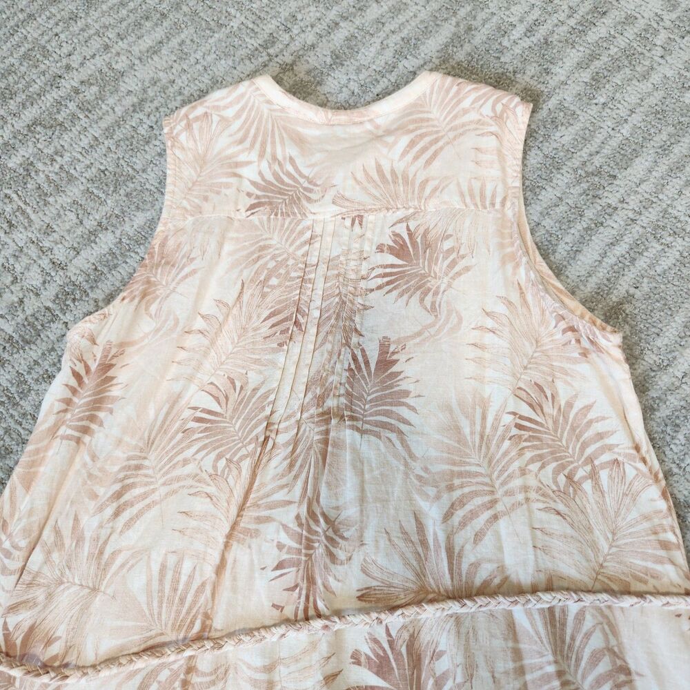 Faherty women's linen blend palm peach sleeveless midi dress size S - Picture 8 of 10